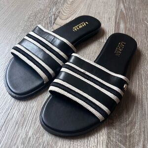Ralph Lauren Black and White Striped Sandals